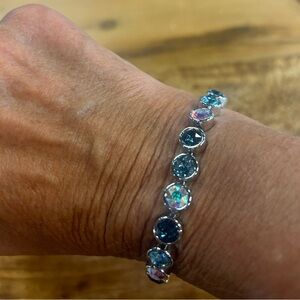Touchstone Crystal Sky Ice Bracelet - small 6 1/2” Aquamarine Rhodium plating